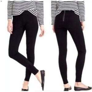 J. Crew Pixie Pants Black Skinny Cropped Back Visible Zip Women's Size Small